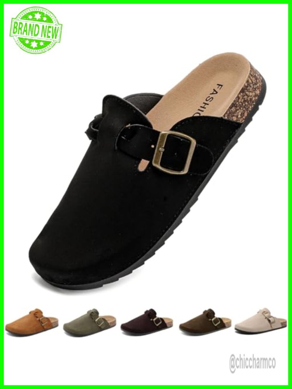 Suede Clogs for Women Men Cork Footbed Mules Arch Support Slip On